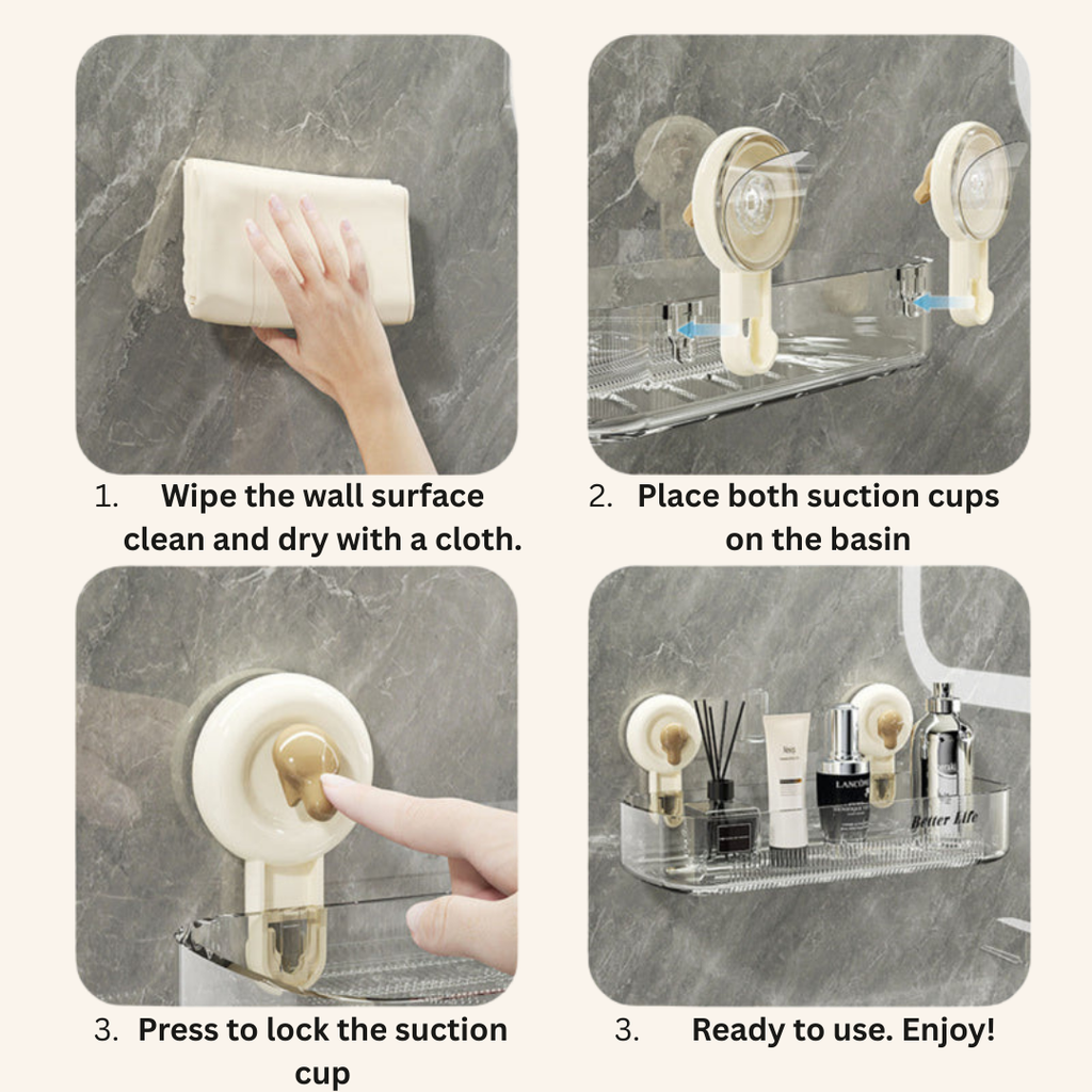 Preffers® Multi-Purpose Transparent Suction Cup Storage Shelf